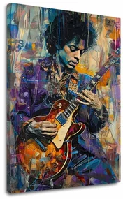 Obraz Jimi Hendrix - Gitara v plameňoch | 100% originál domaľovaný akrylom