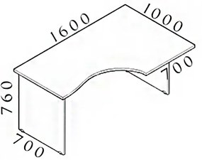 Ergonomický stôl Visio 160 x 100 cm, pravý, biela