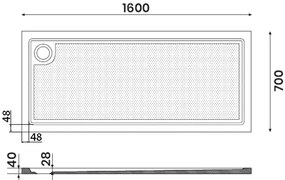 Gelco, NORA sprchová vanička z liateho mramoru, obdĺžnik 160x70x3,5 cm, PN16070