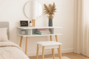 Toaletný stolík SKANDIA so zrkadlom a taburetkou PHO5803