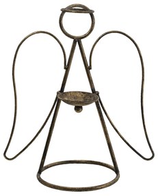 Zlatý antik kovový svietnik Anjel - 38 * 18 * 33 cm