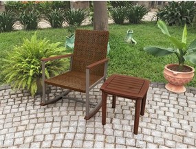 Tmavohnedé drevené hojdacie kreslo so stolíkom Sinaloa – Garden Pleasure