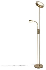 Bronzová stojaca lampa vrátane LED a stmievača s lampou na čítanie - Kelso