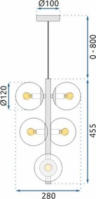 Toolight Toolight, závesné svietidlo Modern 6xG9 APP1163-6CP, čierna matná, OSW-04692