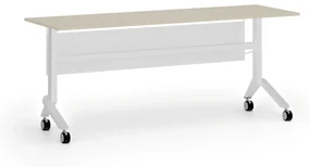 Mobilný stôl PRIMO MOVE, 1800 x 600 mm, biela podnož, breza