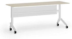 Mobilný stôl PRIMO MOVE, 1800 x 600 mm, biela podnož, breza