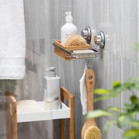 Bambusový nástenný košík s miskou na mydlo Compactor Spa