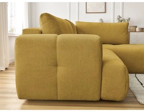 Rozkladacia/s úložným priestorom rohová pohovka v horčicovej farbe (pravý roh/do L) Fuji – Bobochic Paris