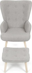 Kreslo sivé bouclé s podnožkou AK-319 GREY2