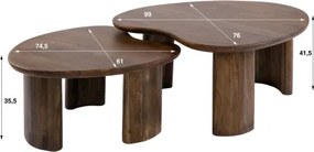 Konferenčný stôl 55-80 Mova 2-set Drevo Acacia  - Komfort-nábytok