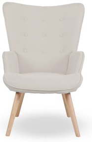 Kreslo ušiak LUGO — masív, látka, prírodná / krémová