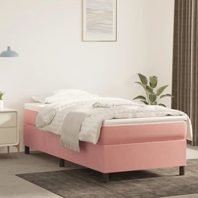 Posteľný rám boxsping s matracom ružový 80x200 cm zamat 3144650