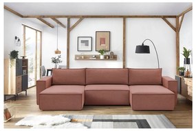 Ružová rohová pohovka do "U" Nihad - Bobochic Paris