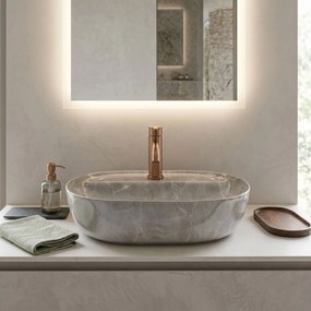 Rea Aura 51, oválne umývadlo na dosku, 505x385x135mm, imitácia kameňa, REA-U3227