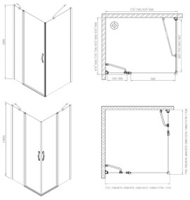 Gelco, One obdĺžniková sprchová zástena 900x1200mm L/P varianta,rohový vstup, GO4890GO4812