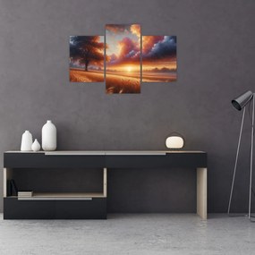 Obraz – Západ slnka na poli (90x60 cm)