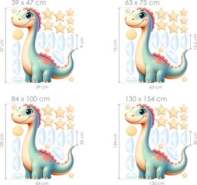 Dinosaurík textilní prelepiteľná nálepka na stenu hárok 39 x 47 cm