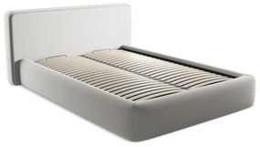 Svetlosivá čalúnená dvojlôžková posteľ s úložným priestorom s roštom 140x200 cm Kiana – Makamii
