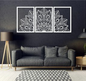 3-dielna mandala kvetov – moderná drevená nástenná dekorácia do obývačky | SENTOP HDF0583