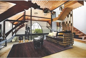 Diamond Carpets India, Ručne viazaný kusový koberec Diamond DC-MCN Black / rust, 180x275, červená, chodba / predsieň