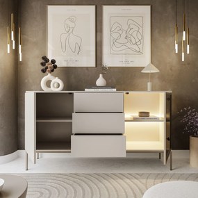 Komoda ADRIENNE s LED osvetlením , čierna matná + dub wotan