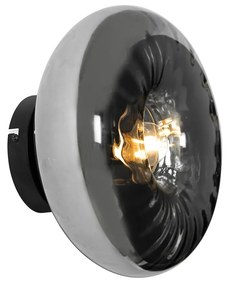 Art Deco nástenná lampa čierna s dymovým sklom - Ayesha