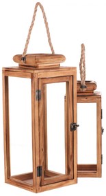 Autronic - Lucerna dřevěná - čtyřboká, cena za sadu 2 ks - DA204