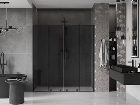 Mexen Velar L Duo, posuvné sprchové dvere do otvoru 200 cm, 8mm šedé sklo, čierna matná, 871-200-003-42-70