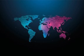 Tapeta nočná mapa sveta - 225x150
