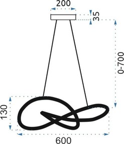 Toolight - LED závesné svietidlo APP814-CP + diaľkové ovládanie, čierna, OSW-04025