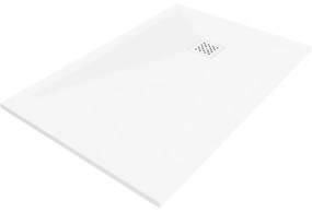Mexen Stone+, obdĺžniková vanička z minerálneho kompozitu 140 x 90 cm, biela, biela krytka, 44109014-W