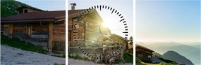Obraz - Ráno v alpách, Tirolsko (s hodinami) (90x30 cm)