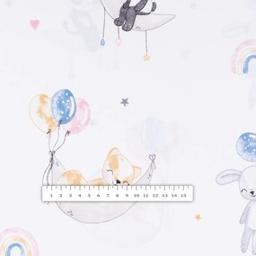 Biante Detský bavlnený štvorcový obrus Sandra SA-374 Pandy líšky a zajačiky s balónikmi 70x70 cm