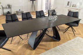 Jedálenský stôl TOMTOC 180-220-260 cm - keramický mramorový vzhľad rust/čierna