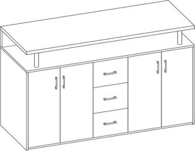 Komoda Drift, antracitová šedá