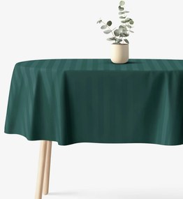 Goldea oválny damaškový obrus - tmavo zelené prúžky so saténovým leskom 140 x 240 cm