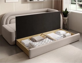 Béžová zamatová rozkladacia/s úložným priestorom pohovka pravý roh 223 cm Fabillo – ELTAP