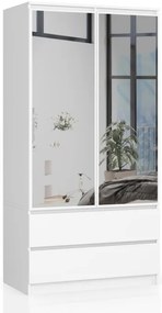Skriňa S 90 cm 2D 2SZ 2 zrkadlá CLP biela