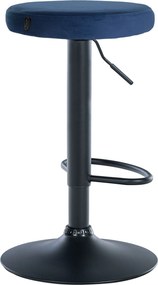 Barová stolička Ponte - zamat, čierny rám - Modrá