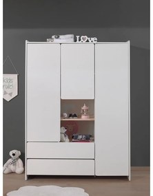 Biela detská šatníková skriňa Vipack Kiddy, 137,8 x 190 cm