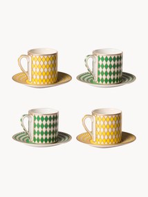 Šálky na espresso's podšálkami Chess, 4 ks