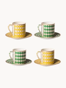 Súprava šálok na espresso's podšálkami Chess, 4 diely