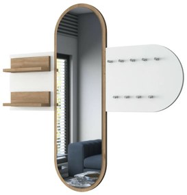 Nástenný vešiak so zrkadlom Pomi White and Walnut