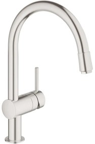 GROHE Minta páková drezová batéria s vyťažiteľným výtokom, výška výtoku 214 mm, Supersteel, 32918DC0