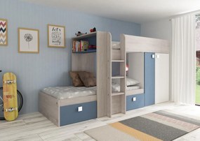 Poschodová posteľ pre dve deti BO1 90x200 - smoky blue