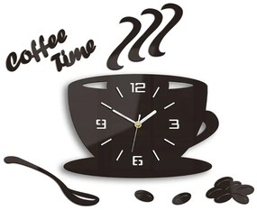 Moderné nástenné hodiny COFFE TIME 3D WENGE HMCNH045-wenge