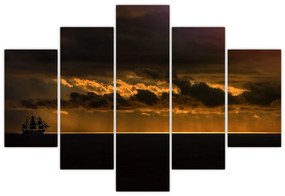 Obraz plachetnice pri západe slnka (150x105 cm)