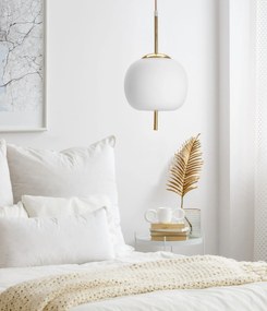 Toolight - sklenená závesná stropná lampa  APP669-1CP, zlatá, OSW-00094
