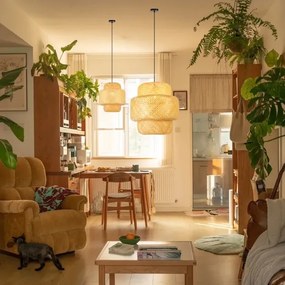 Immax 08267L - Luster na lanku HILO 1xE27/40W/230V pr. 38 cm bambus