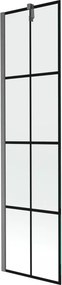 Mexen Next, 1-krídlová vaňová zástena 50 x 150 cm, 6mm číre sklo - čierny vzor, brúsený grafit, 895-050-000-00-77-66